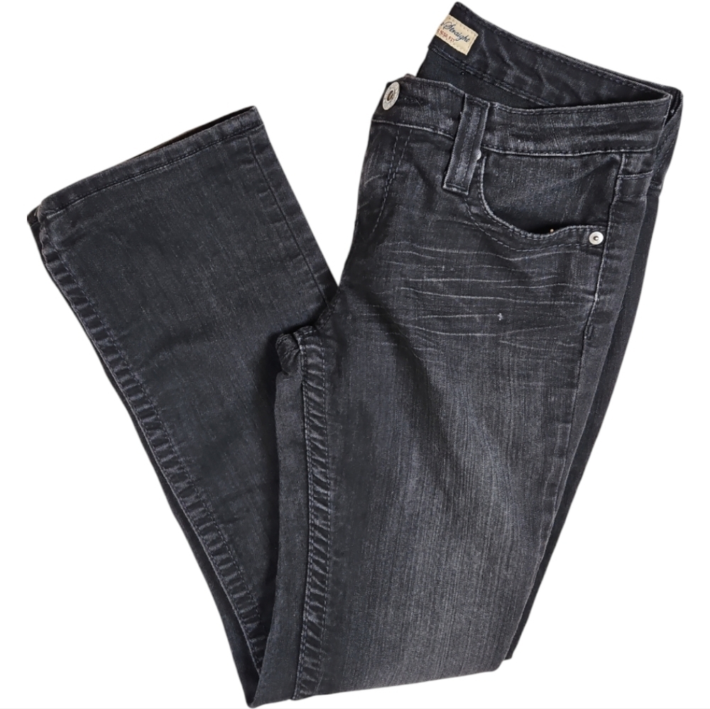Big Star Jeans Kayla Straight Mid Rise Fit Black Wash Denim Size 28